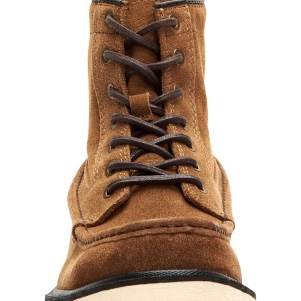 NWT Frye and Co Montana Waxed Suede Moc Toe Wedge Boots 9.5 M Tan Brown - Picture 3 of 11